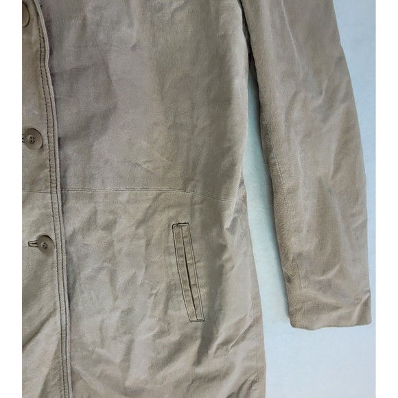 Vtg Wilsons Leather MAXIMA Womens XL Tan Long Coat Jacket Lined Button - Picture 6 of 12